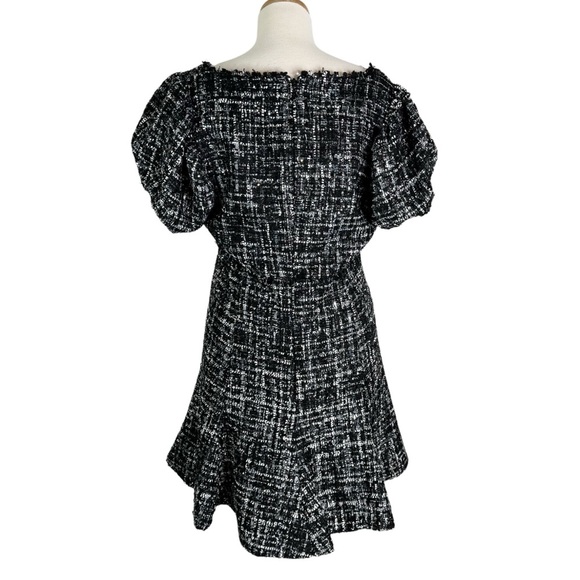 Likely Alessandra Puff Sleeve Tweed Fit & Flare Dress Black Size 14 - Picture 6 of 13